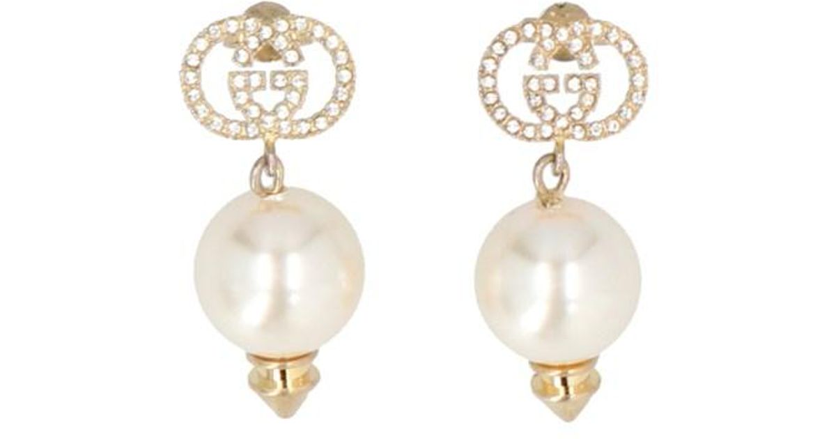 Gucci Interlocking G Earrings With Pearl - Save 11% - Lyst