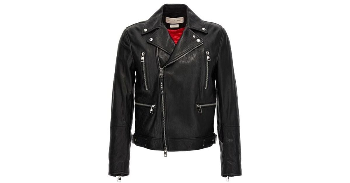Alexander McQueen Texture Leather Jacket in Black for Men | Lyst