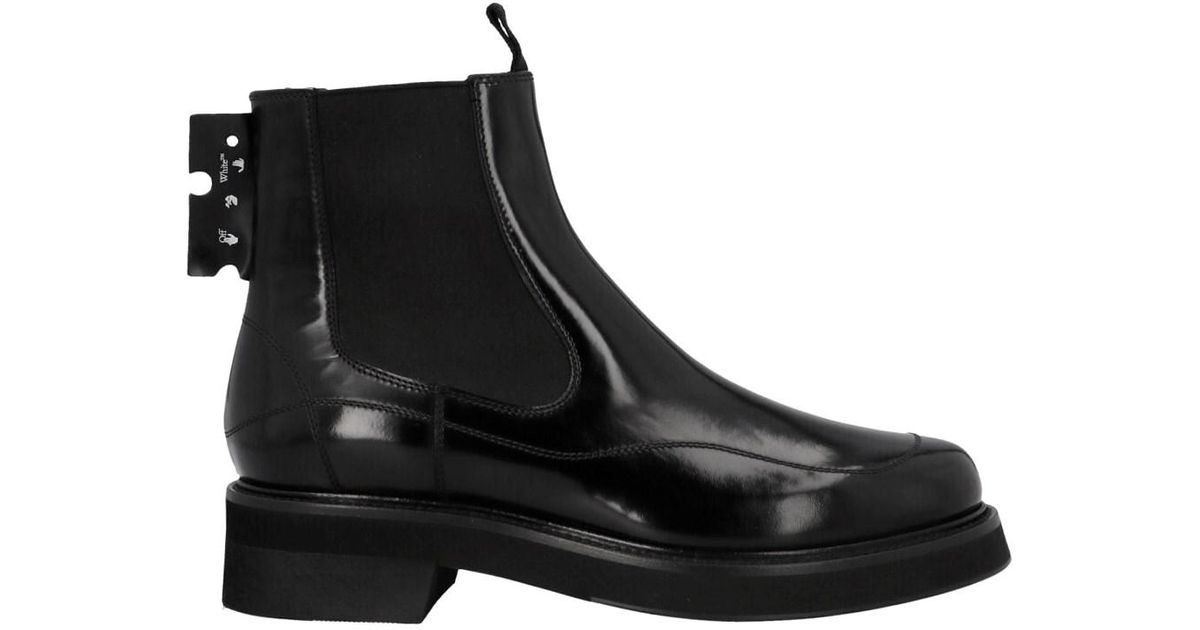 Off-White c/o Virgil Abloh Chelsea Leather Boots in Black - Lyst