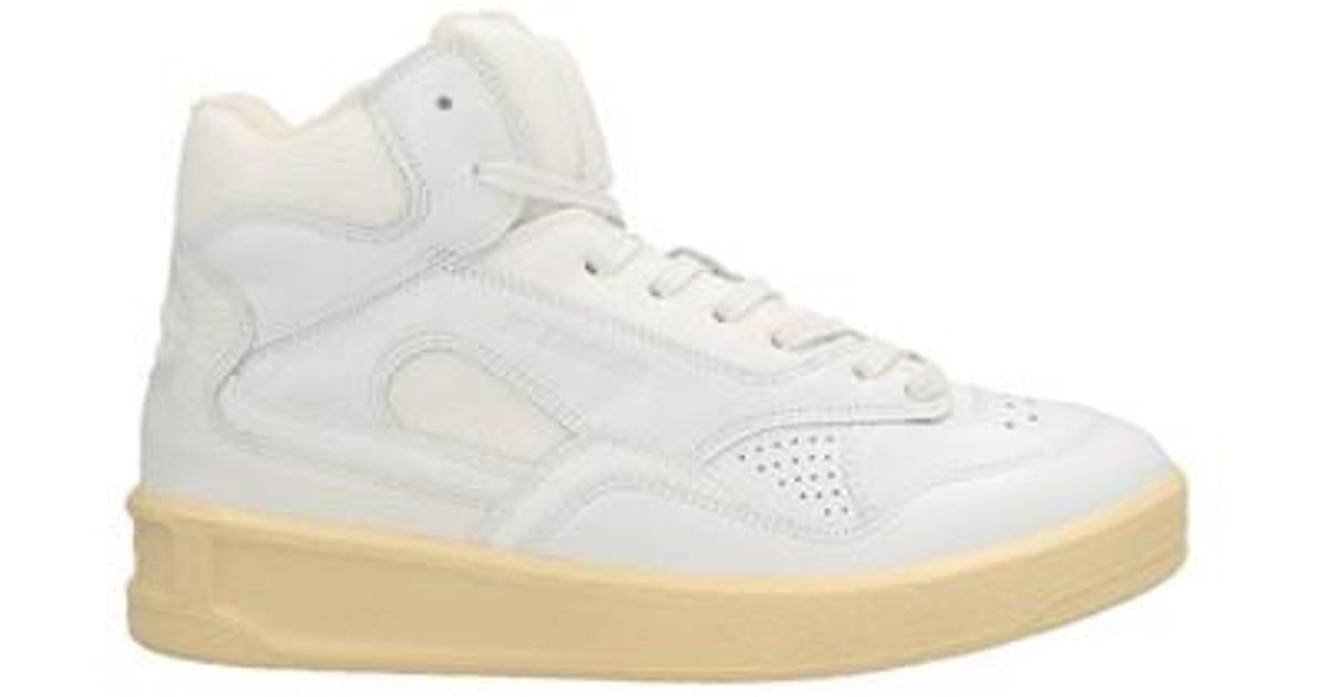 Jil Sander Leather 'basket Hi' Sneakers in White | Lyst