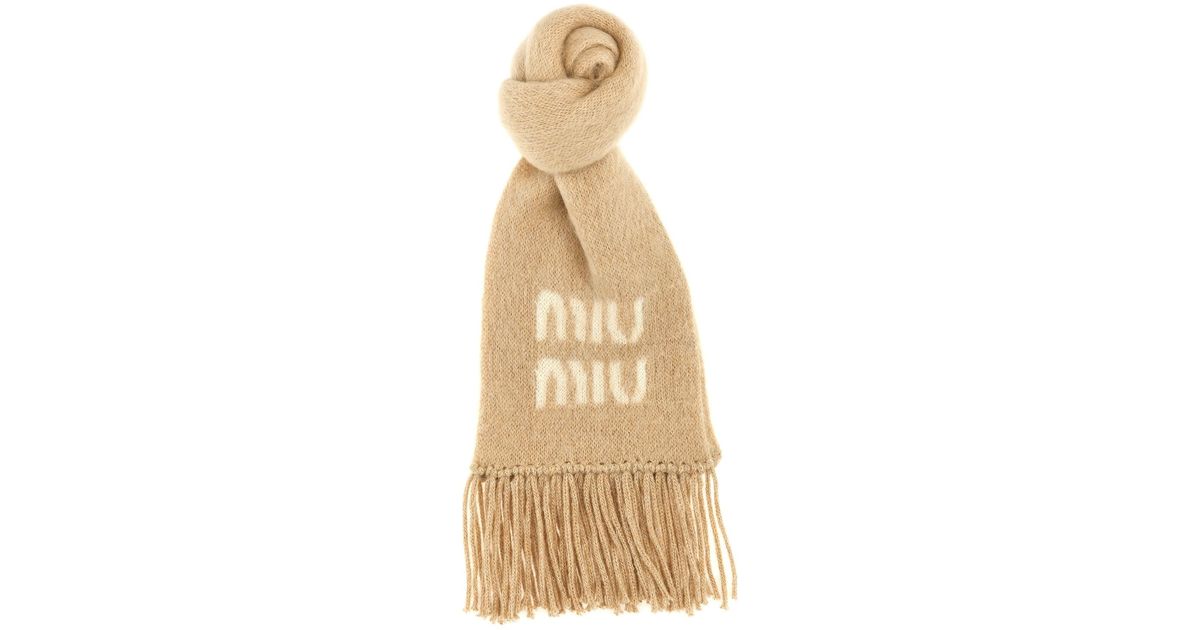 小物 MIU MIU wool scarf MIU MIU Knit Scarves Women's - POIZON