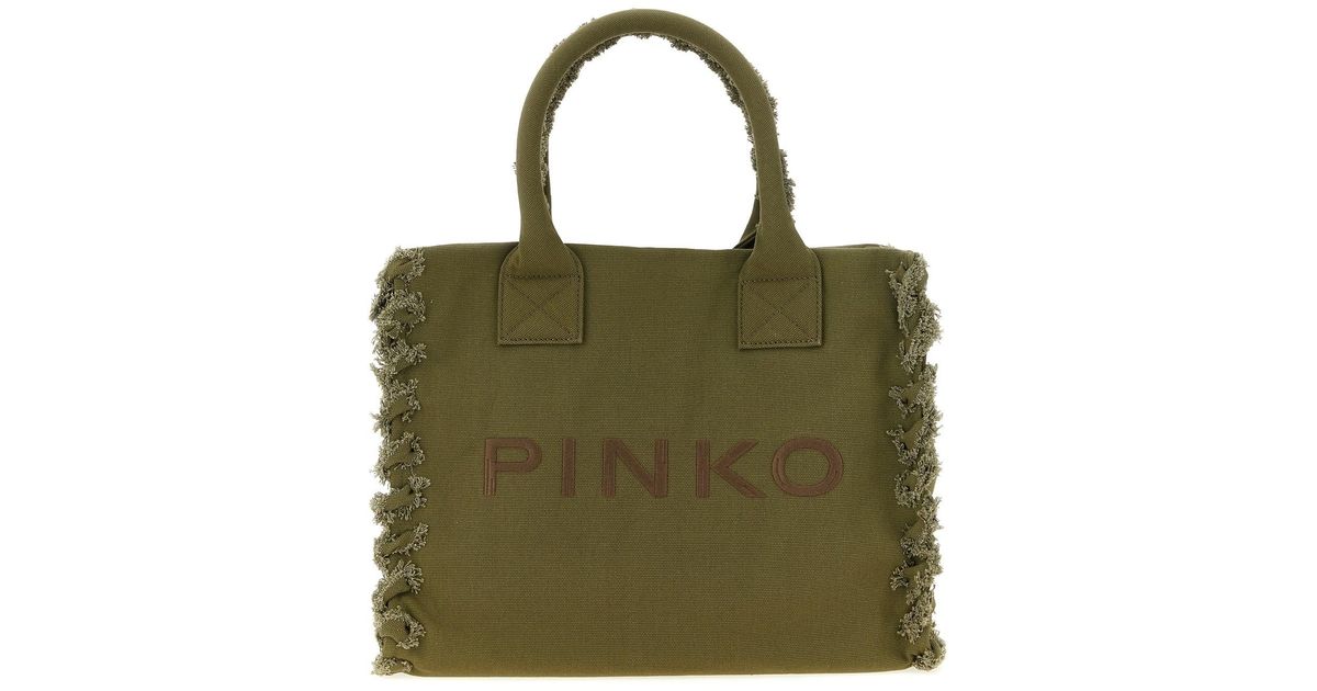 トートバッグ PINKO Medium 'Beach' shopping bag Green Pinko Medium 'beach' Shopping Bag in Green | Lyst UK