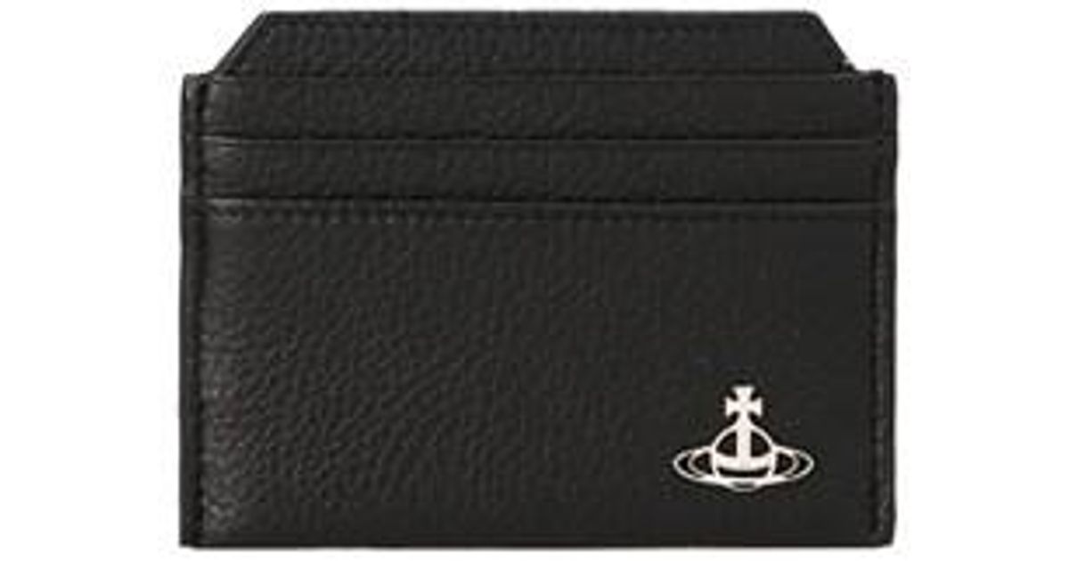 Vivienne Westwood Logo Leather Card Holder in Black | Lyst