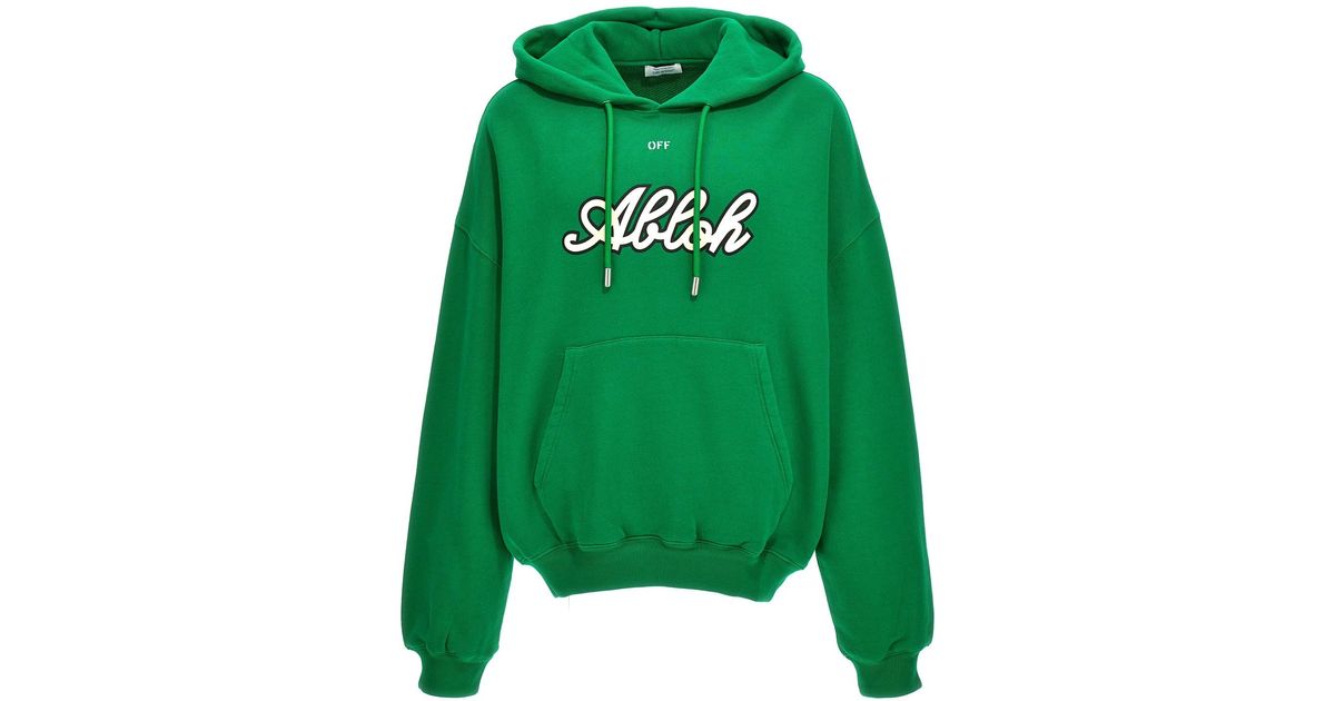Off White c o Virgil Abloh college Hoodie in Green for Men Lyst UK