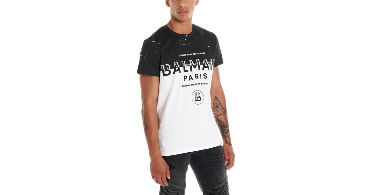 Balmain Cotton 'things Have To Change' T-shirt in Black for Men | Lyst