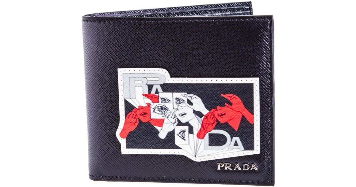 Prada Comics Black Leather Wallet for 