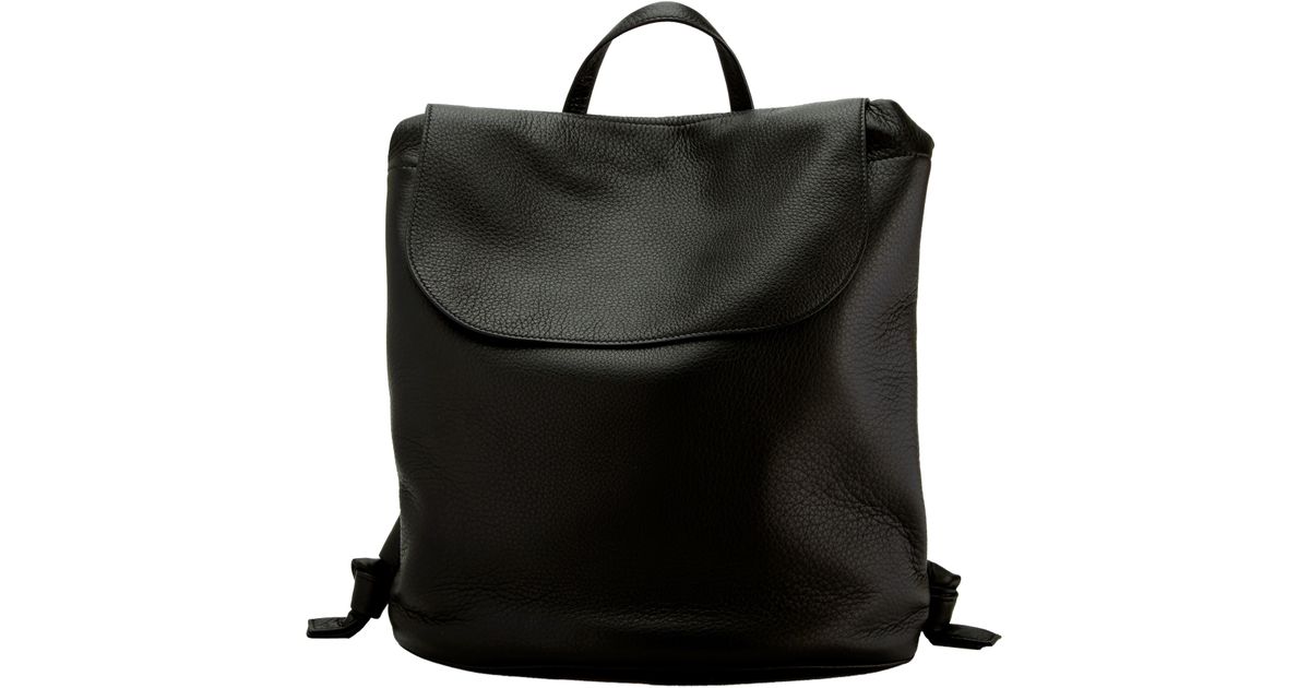 black leather knapsack