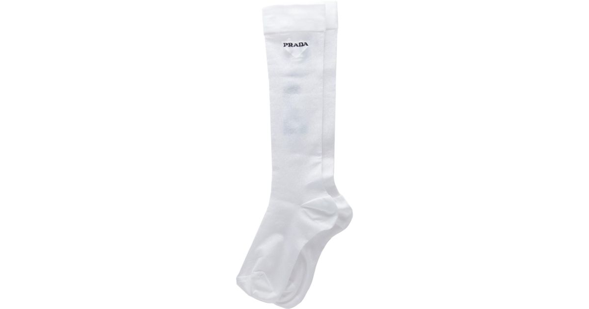 Prada Sheer Lightweight White Nylon Socks for Men | Lyst