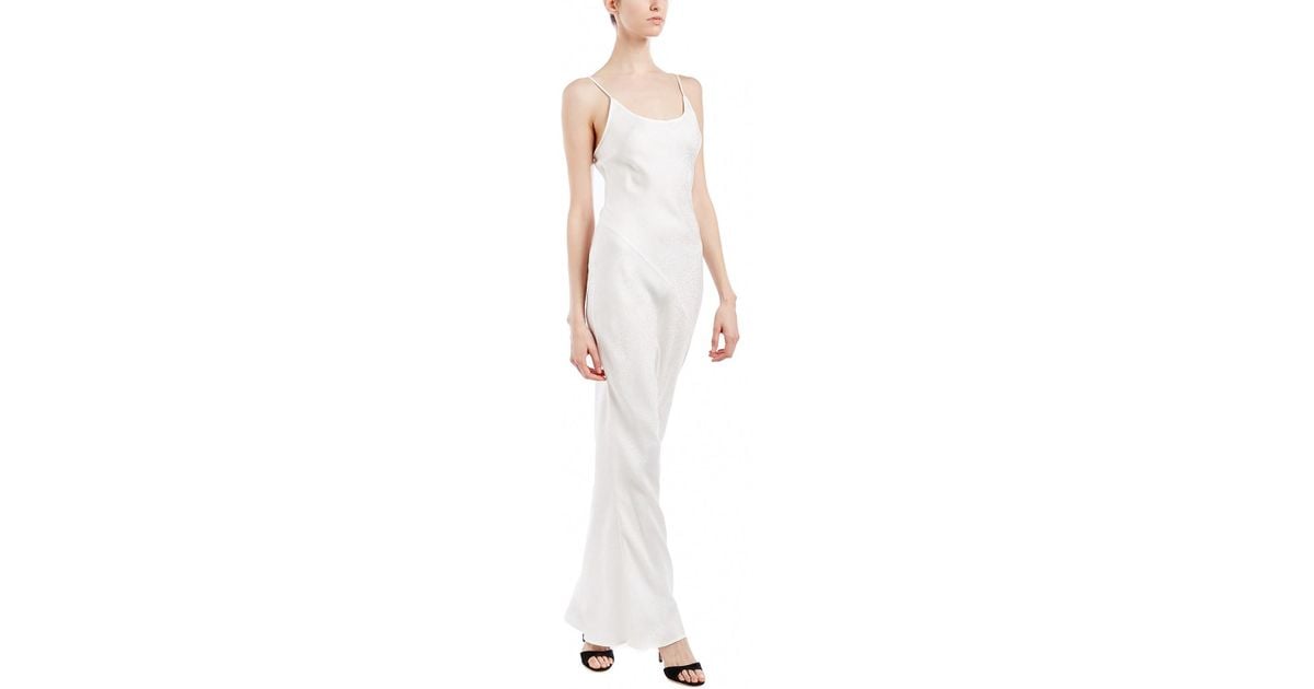 long white spaghetti strap dress