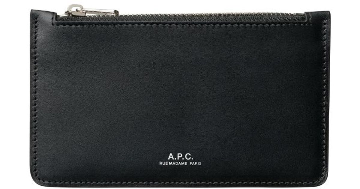 a-p-c-leather-card-holder-walter-noir-in-black-lyst