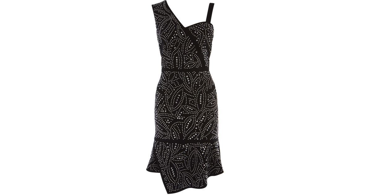 karen millen black studded dress