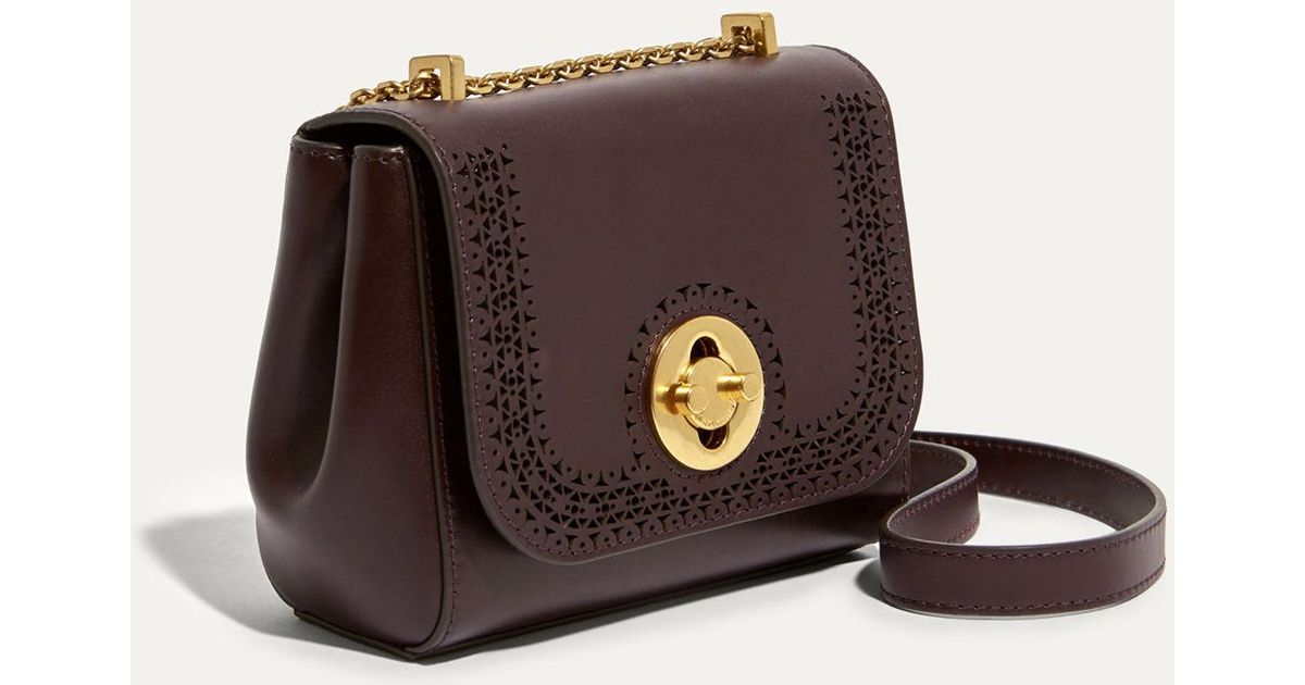 Lyst Karen Millen Leather Antique Cross Body Bag Aubergine