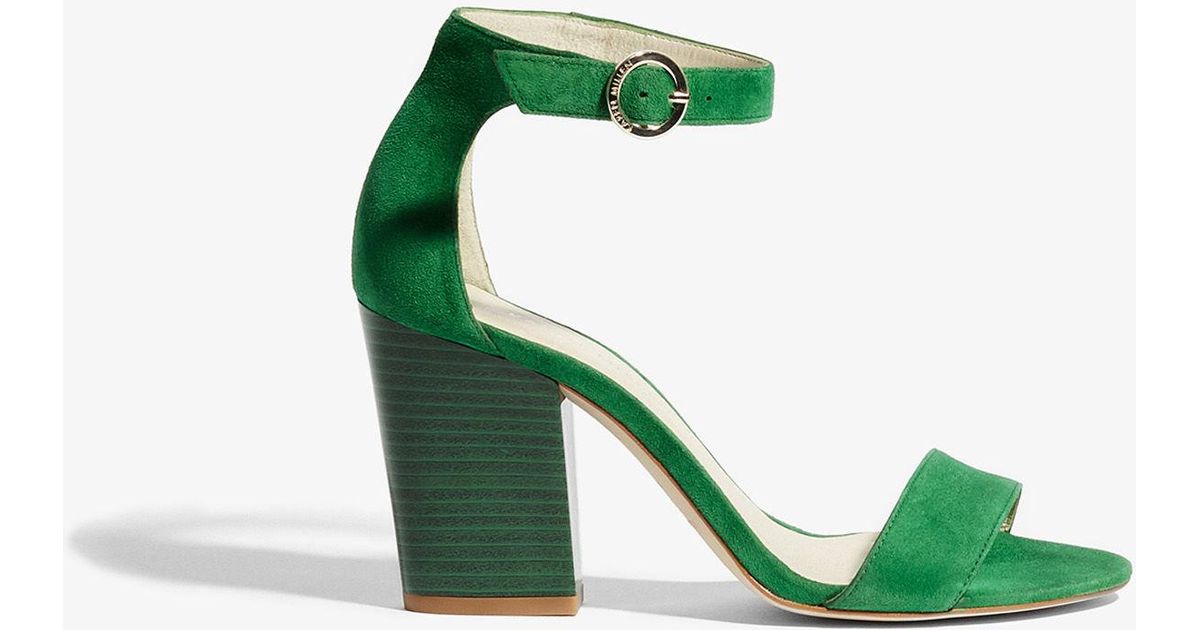 green sandals block heel