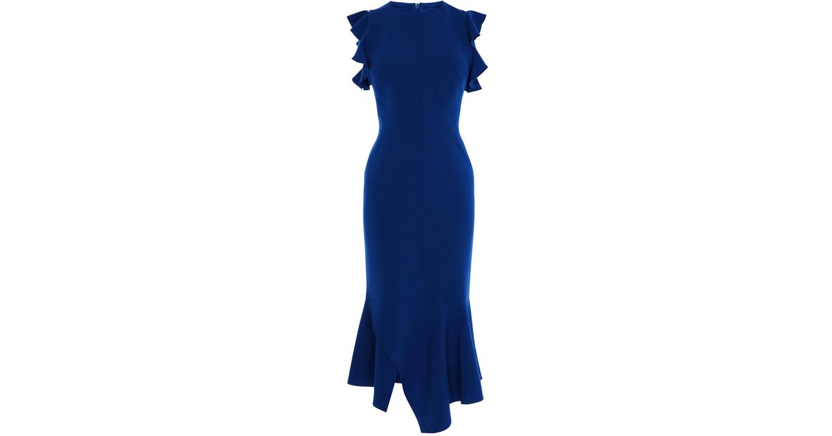 karen millen blue ruffle dress