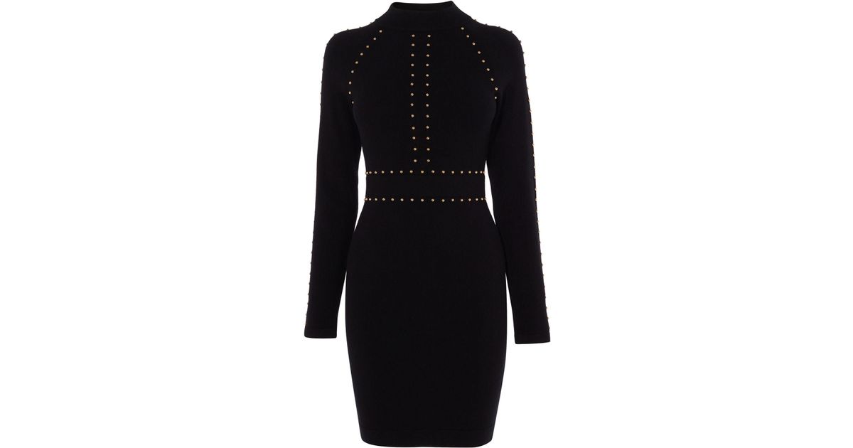 karen millen black studded dress
