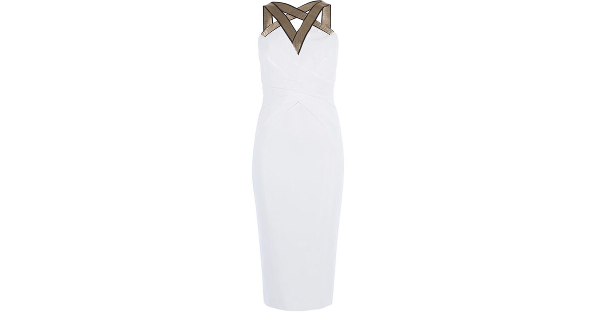 karen millen strappy bodycon dress ivory