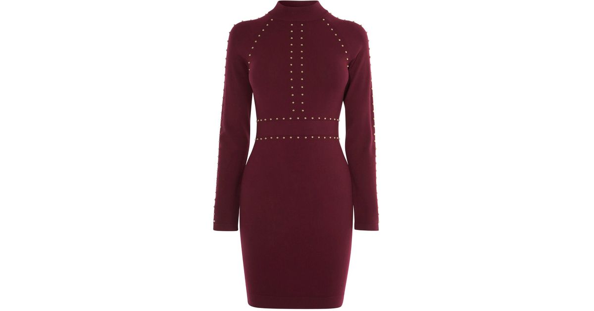 karen millen stud embellished bodycon dress