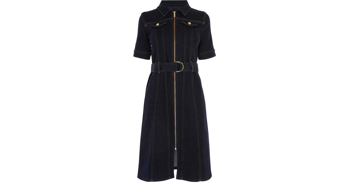 karen millen belted denim dress