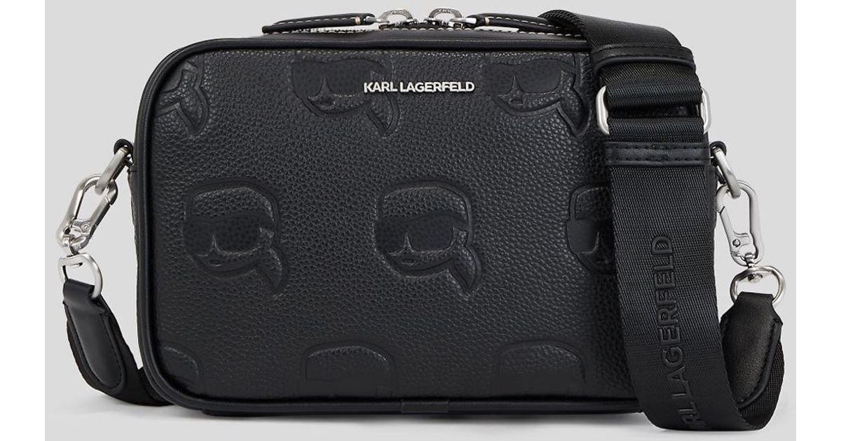 Karl Lagerfeld K/ikonik Grainy Leather Camera Bag in Black for Men