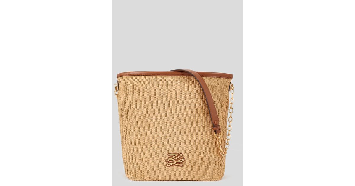 K Rafia Karl Lagerfeld K/Autograph Raffia Medium Bucket Bag in Natural | Lyst UK