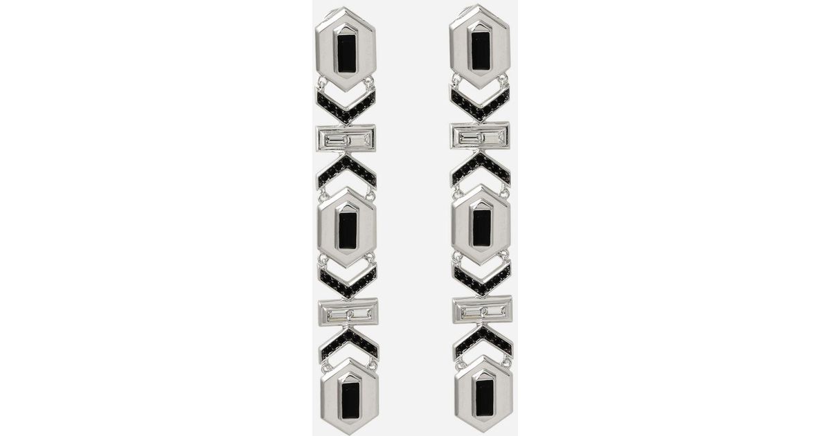 Lyst Karl Lagerfeld Art Deco K Earrings In Metallic