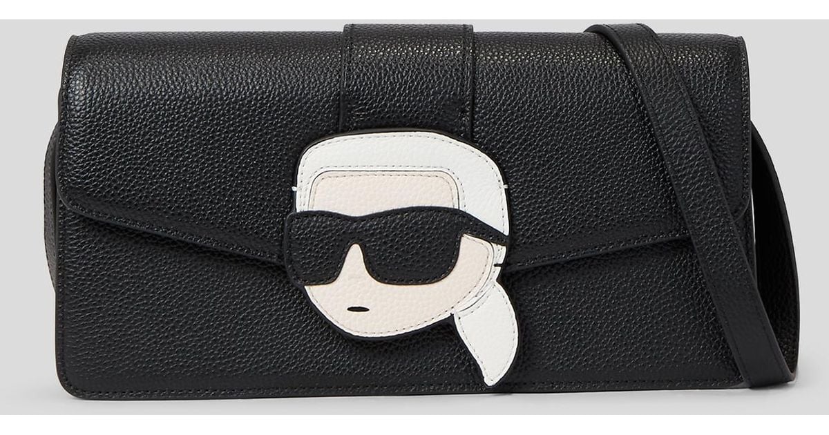 Karl Lagerfeld K/ikonik 2.0 Grainy Leather Small Flap Shoulder Bag in