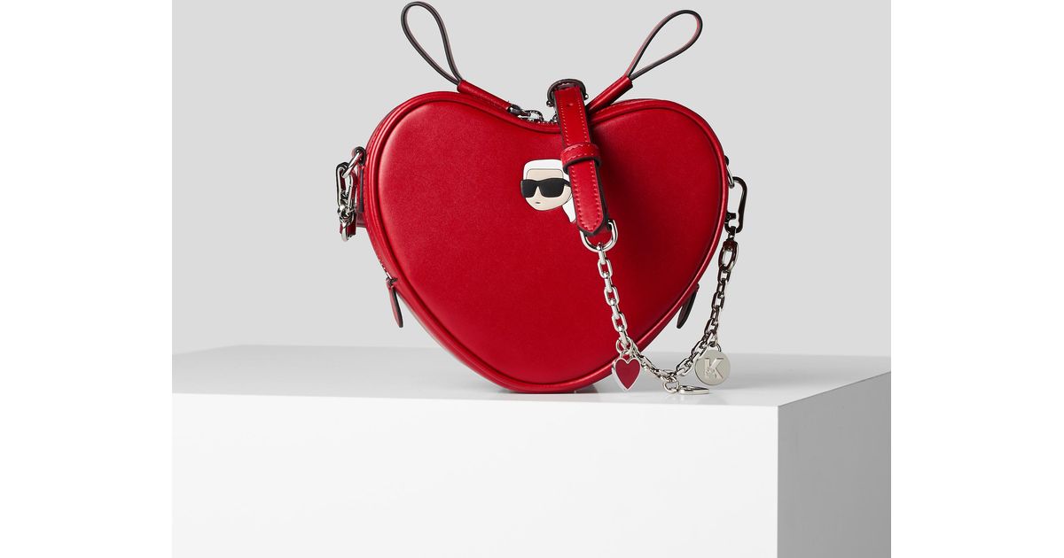 Karl Lagerfeld K/ikonik 2.0 Heart-shaped Crossbody Bag in Red | Lyst UK
