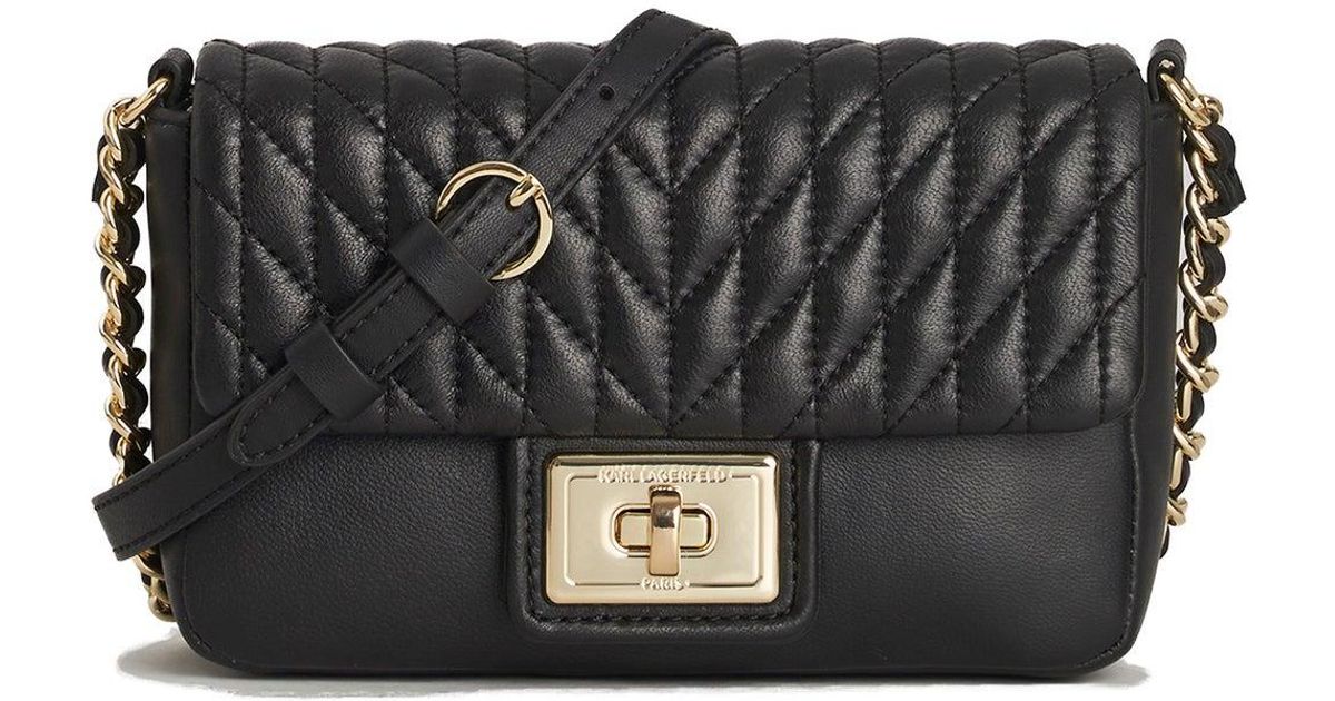 Karl Lagerfeld Leather | Women's Agyness Lamb Crossbody Bag | Black ...