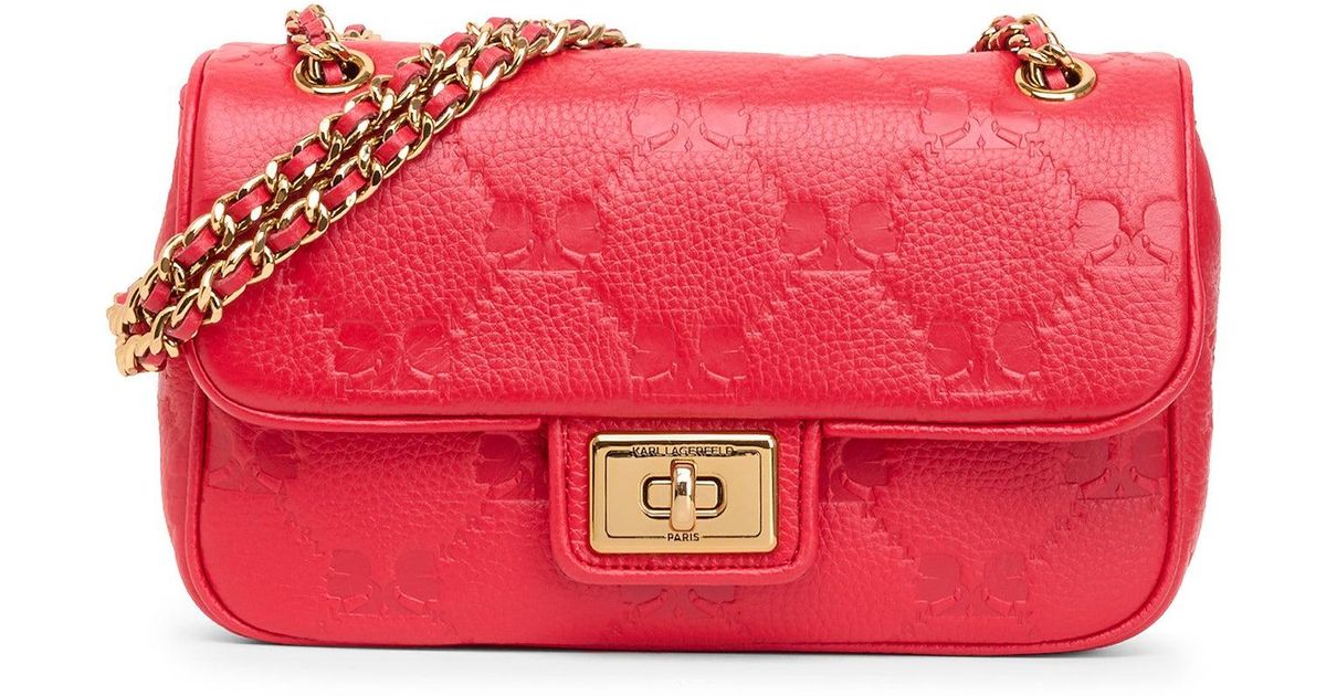 Karl Lagerfeld Women's Agyness Shoulder Bag Chainti Embossed Red Lyst
