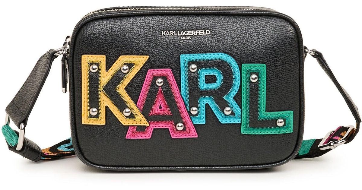 Karl Lagerfeld Women's Maybelle Camera Crossbody Bag Black/fire
