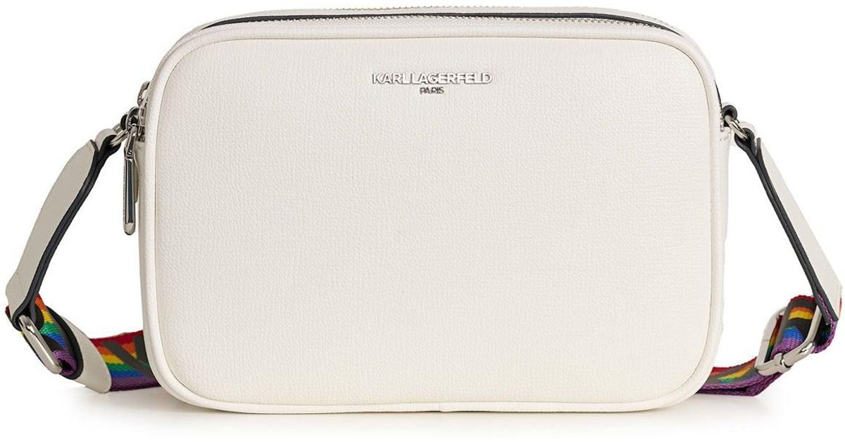 Karl Lagerfeld Women's Maybelle Camera Crossbody Bag White/rainbow