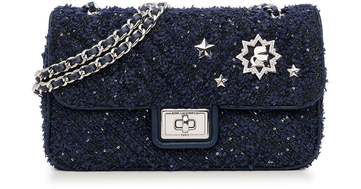 Karl Lagerfeld Women's Agyness Boucle Shoulder Bag Blue Ombre Sp Lyst