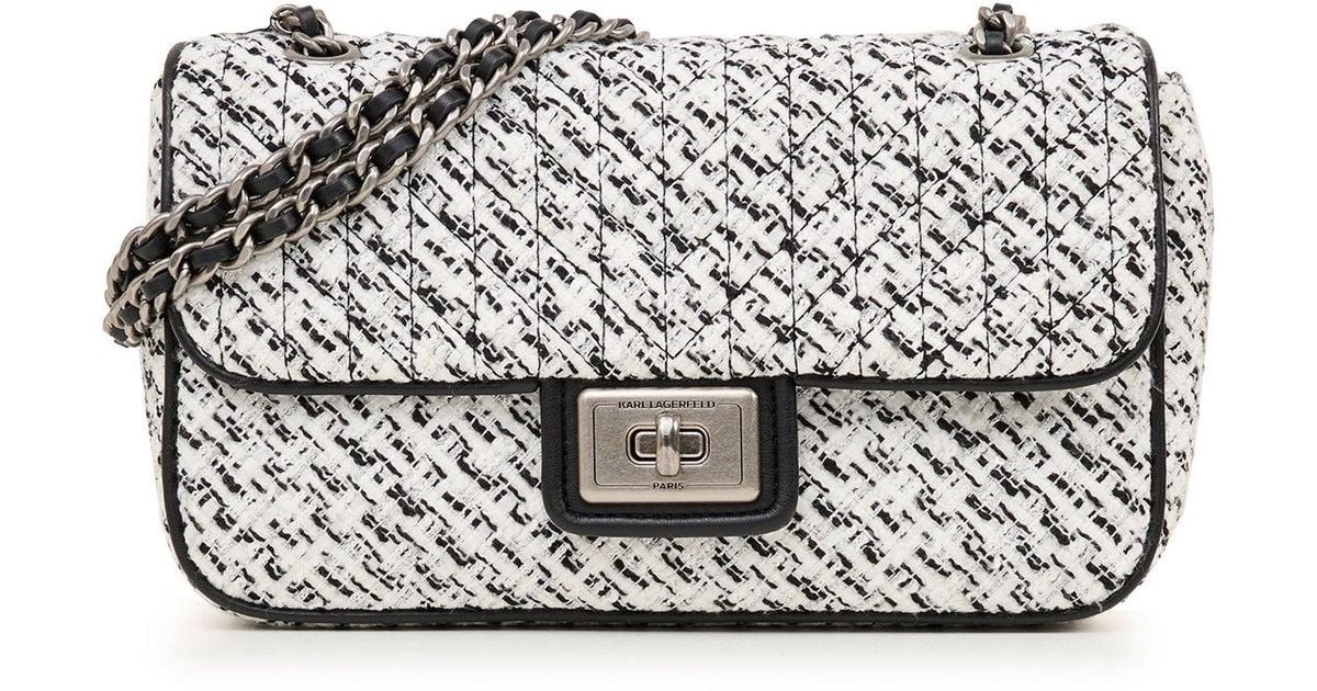 Karl Lagerfeld Women's Agyness Boucle Shoulder Bag Black/white in