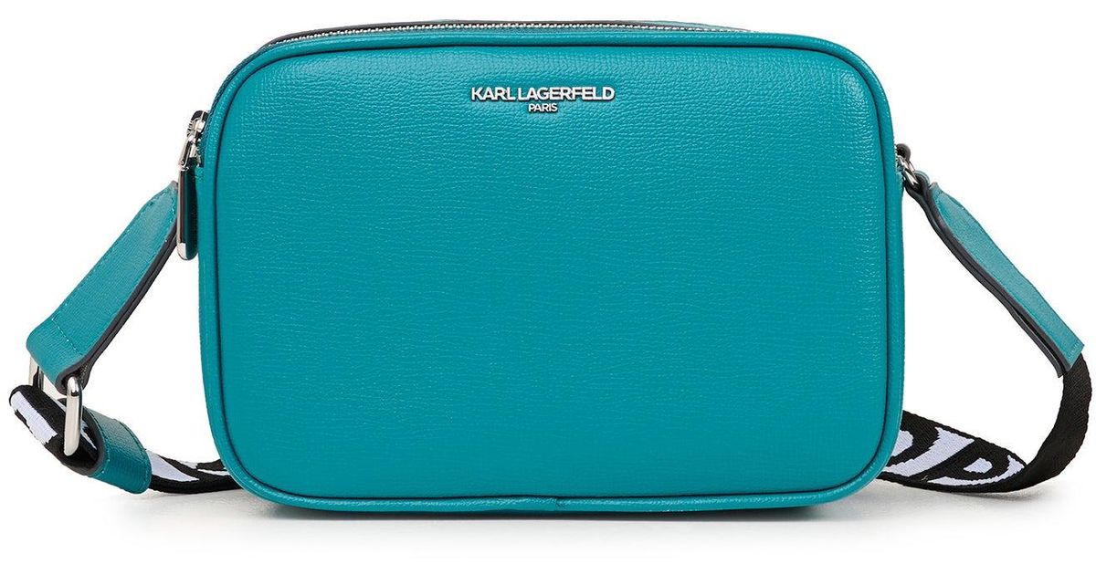 Karl Lagerfeld Women's Maybelle Karl Camera Crossbody Bag Teal Blue