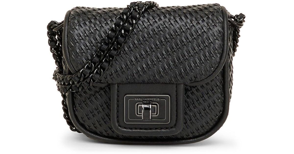 Karl Lagerfeld Leather | Women's Agyness Mini Crossbody Bag | Black | Lyst