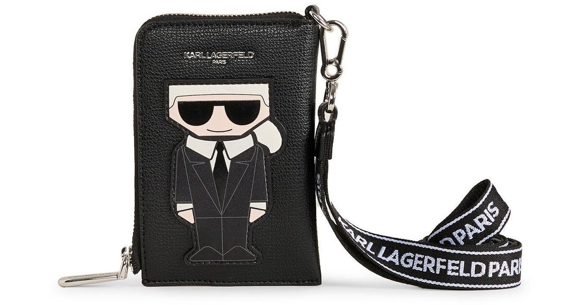 Karl Lagerfeld | Women's Karl Zip Around Wallet On A Lanyard | Black ...