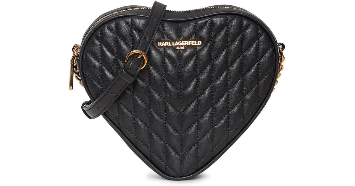 Karl Lagerfeld Women's Kosette Heart Crossbody Bag Black/gold Lyst