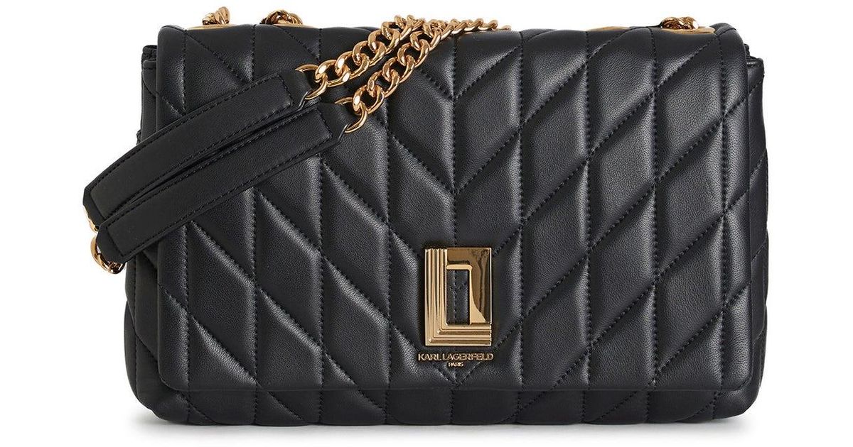 Karl Lagerfeld Women's Lafayette Leather Shoulder Bag Black/gold Lyst