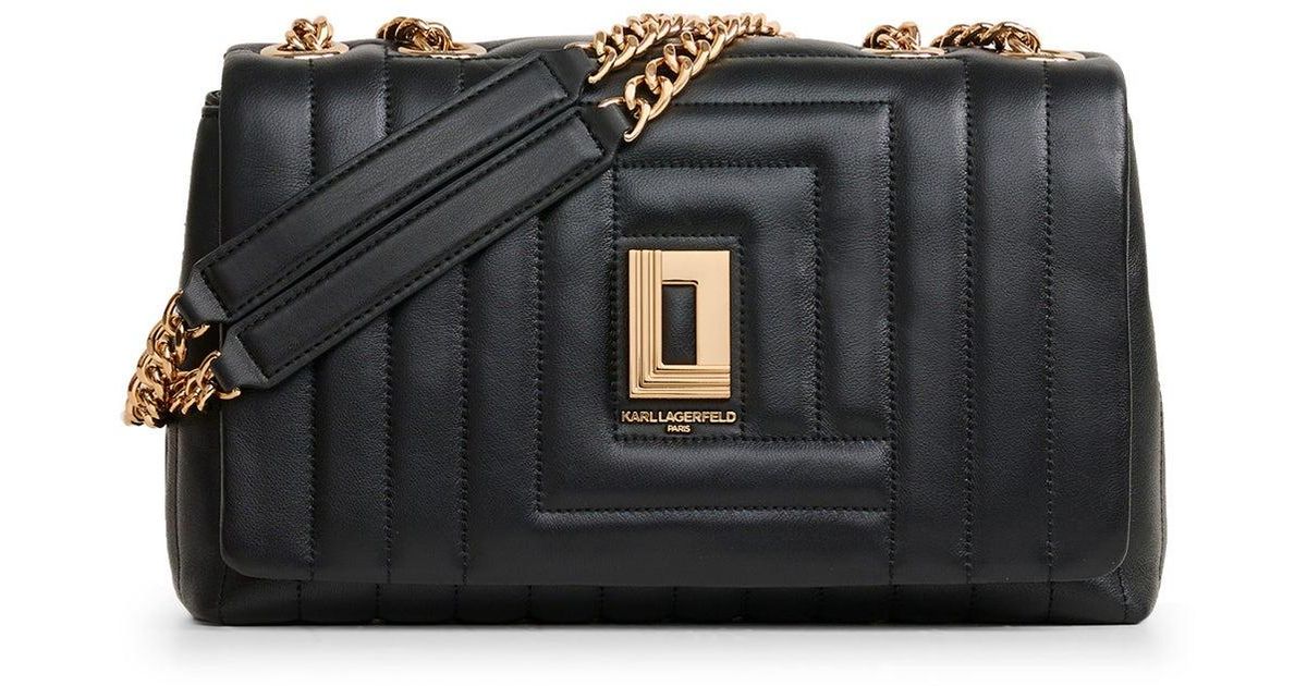 Karl Lagerfeld Women's Lafayette Geometric Quilt Shoulder Bag Black/gold Lyst