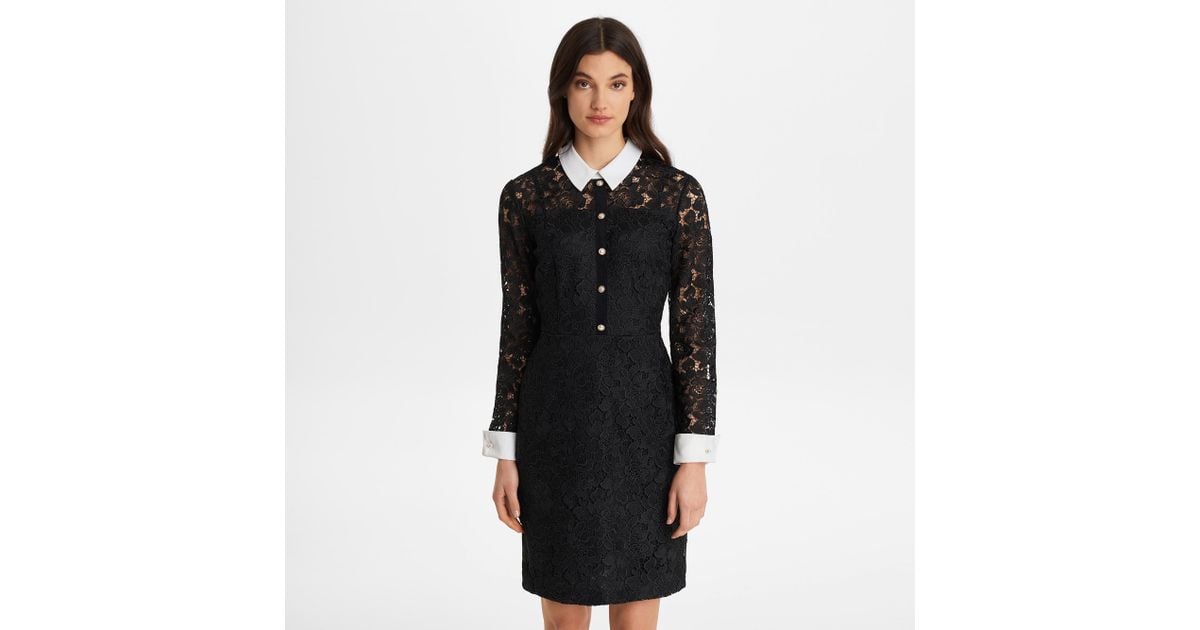 Karl Lagerfeld single-long sleeve mid dress - Black