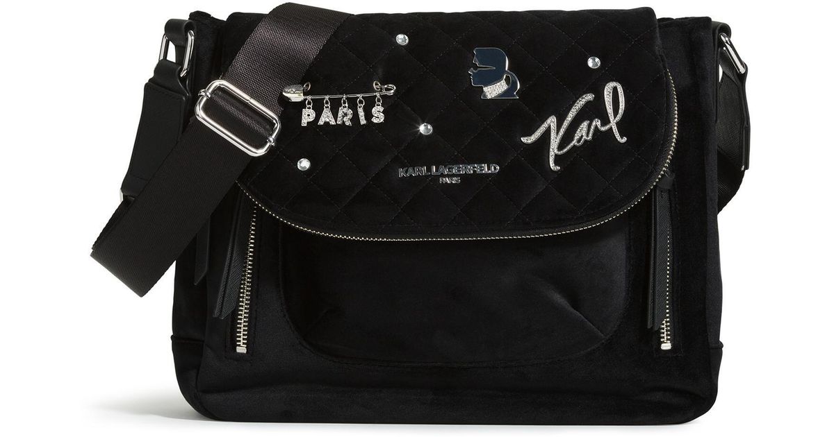 Karl Lagerfeld Paris womens Applique Flap Messenger Bag