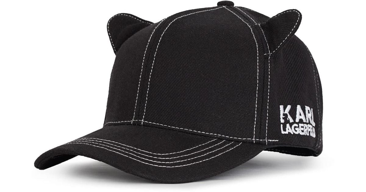 Karl Lagerfeld Cotton Women's Cat Ear Baseball Hat Black Lyst