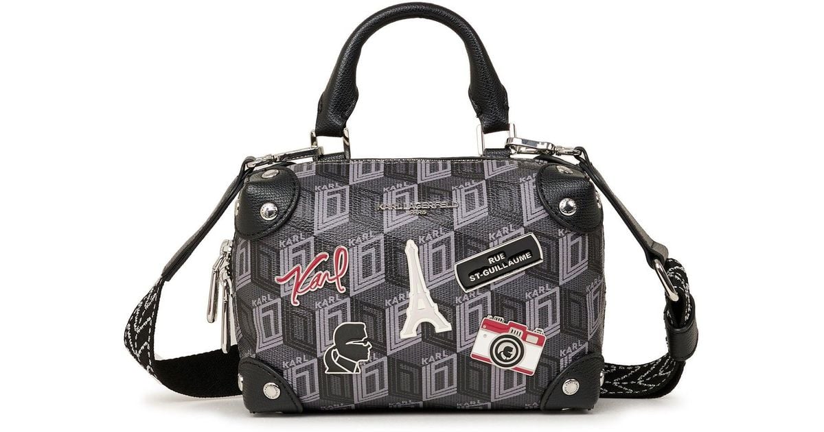 Karl Lagerfeld Women's Valette Monogram Crossbody Bag Black Logo Lyst