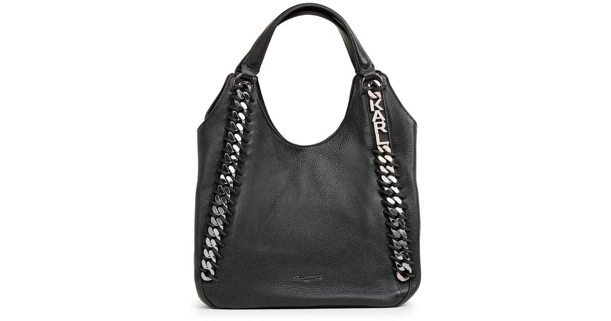 Karl Lagerfeld | Women's Gaelle Chain Hobo Tote Bag | Black/silver | Lyst