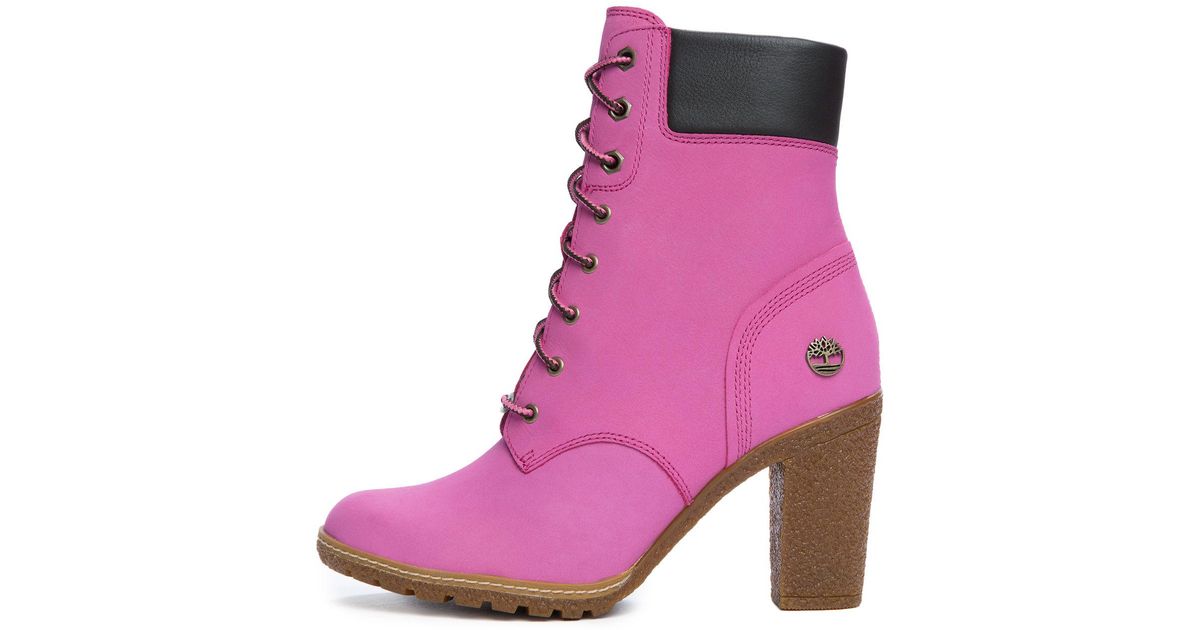 pink high heel timberland boots