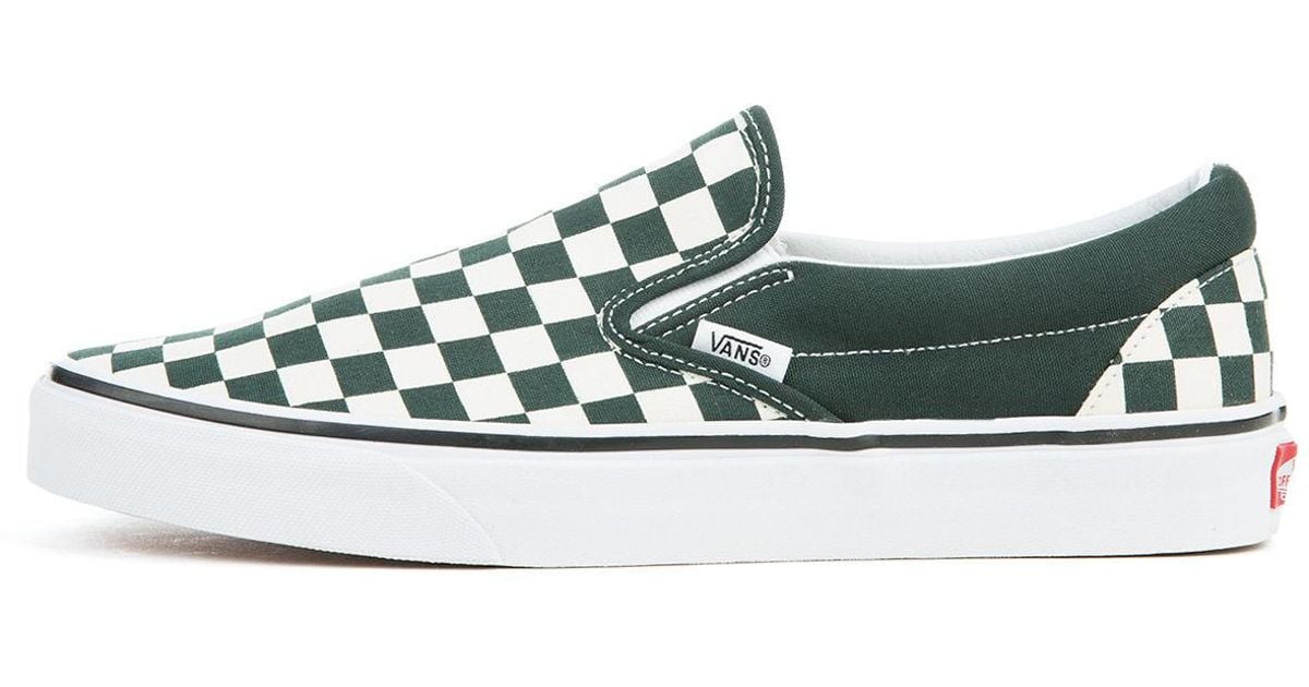 vans slip on green checkerboard