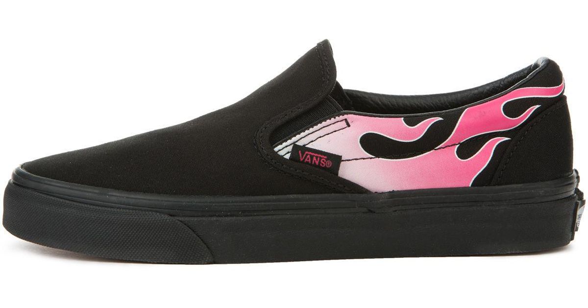 vans pink flame slip on