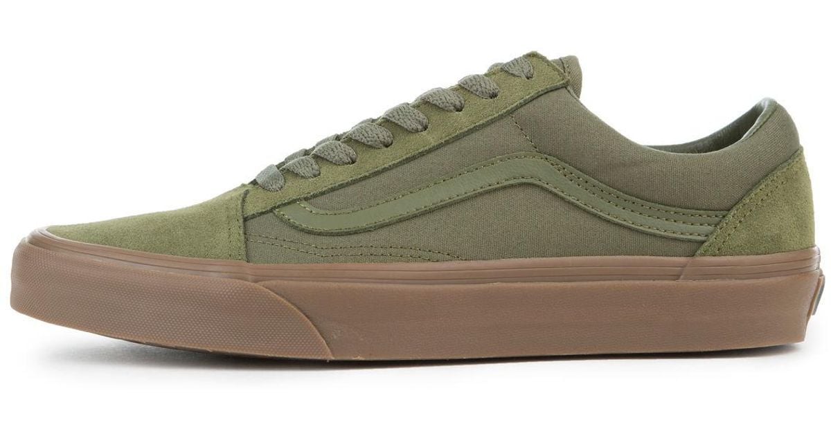 olive green vans with gum sole