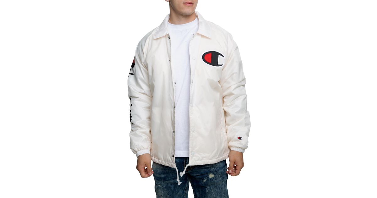 Champion Synthetic Sherpa Lined Coaches Jacket in White for Men Lyst