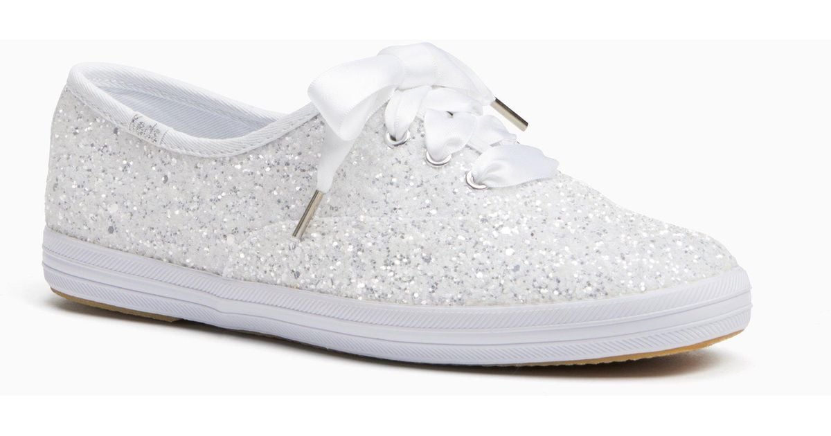Kate Spade Canvas Keds X New York Champion Glitter Sneakers in White
